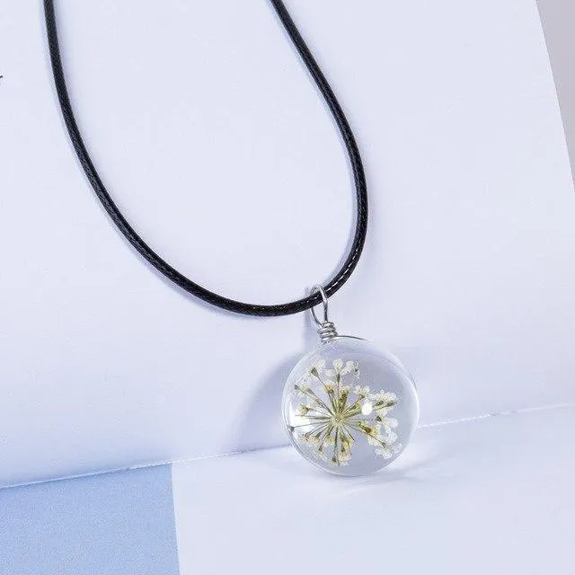 Flower Necklace | Leather Necklace