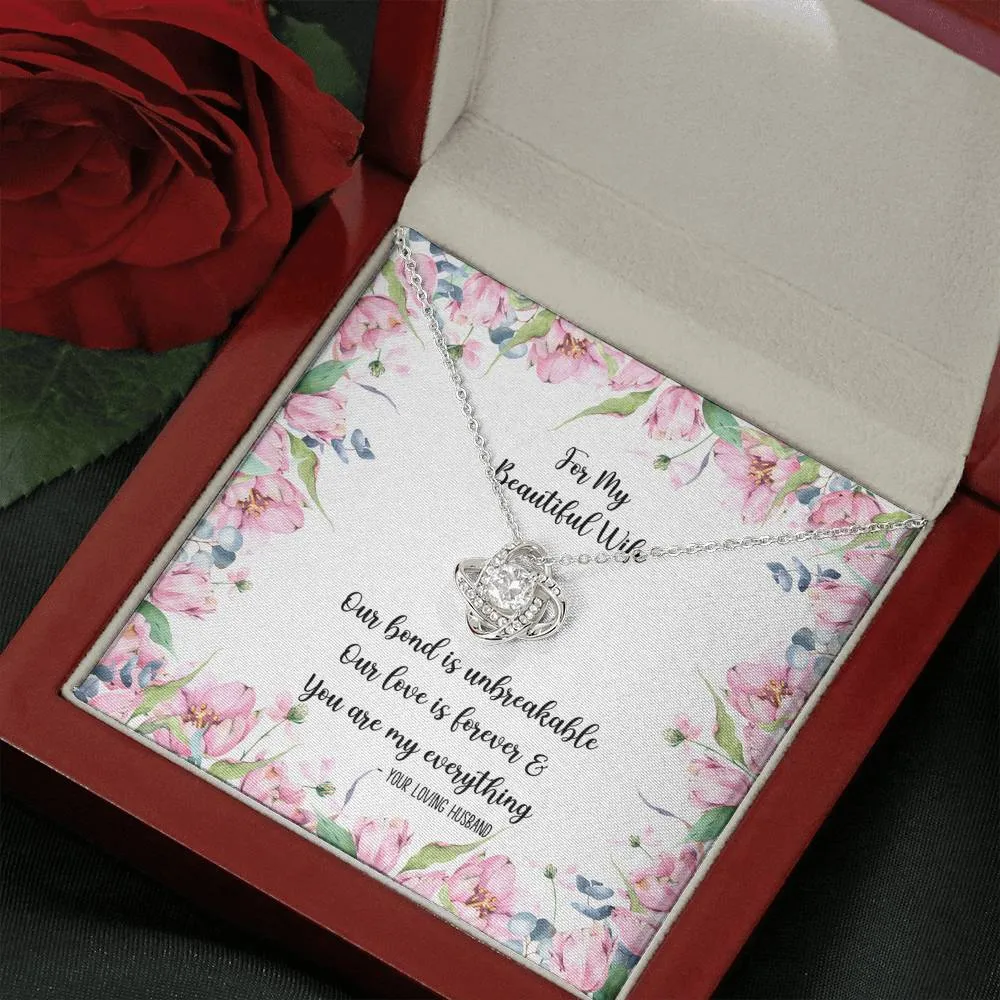 For My Beautiful Wife Love Knot Pendant Necklace and Gift Box
