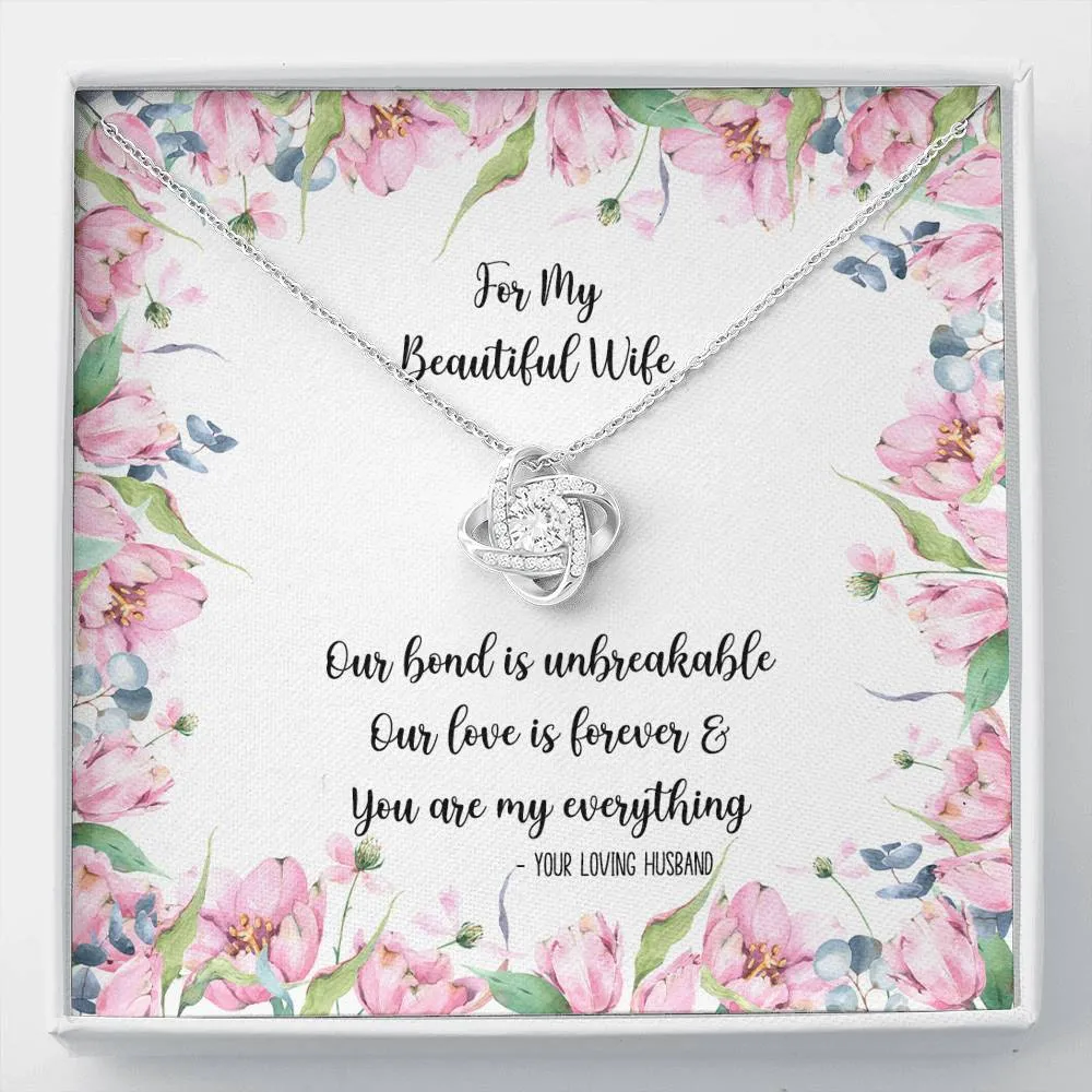 For My Beautiful Wife Love Knot Pendant Necklace and Gift Box