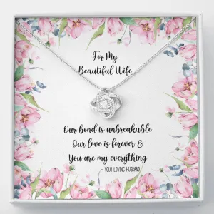 For My Beautiful Wife Love Knot Pendant Necklace and Gift Box