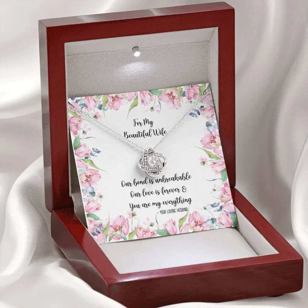 For My Beautiful Wife Love Knot Pendant Necklace and Gift Box