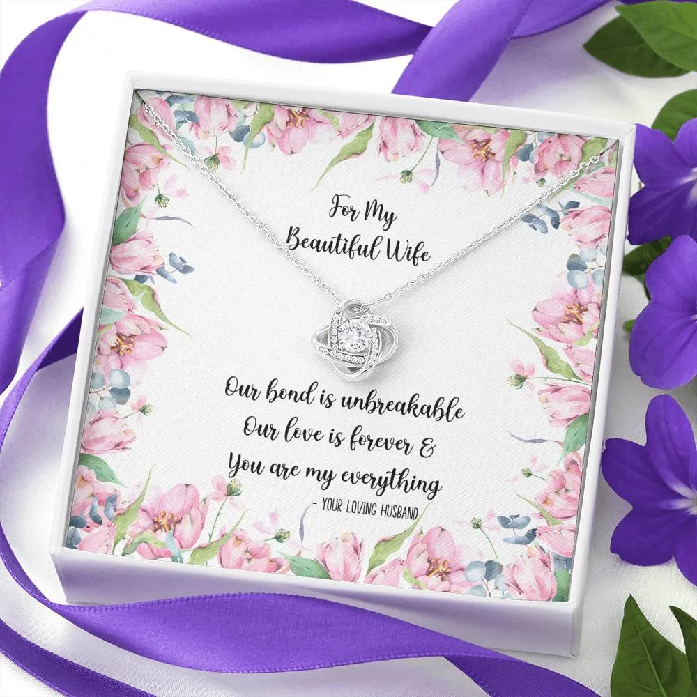 For My Beautiful Wife Love Knot Pendant Necklace and Gift Box