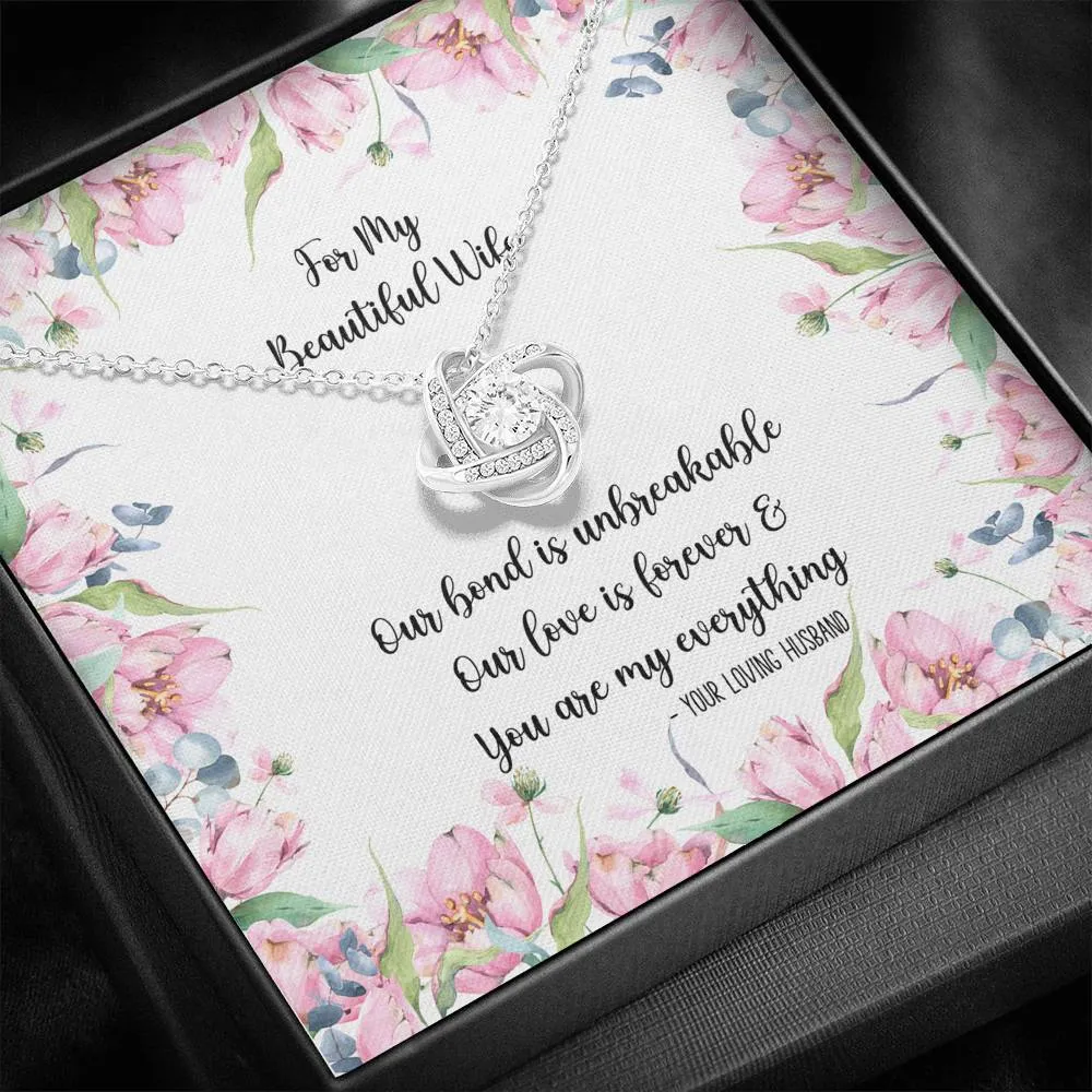 For My Beautiful Wife Love Knot Pendant Necklace and Gift Box