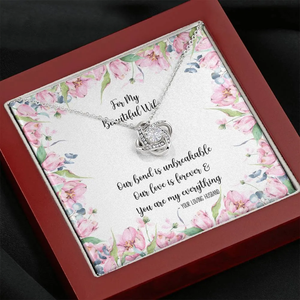 For My Beautiful Wife Love Knot Pendant Necklace and Gift Box