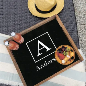 FOV Personalized Initial Family Name Wooden Serving Tray