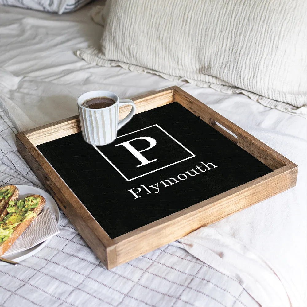 FOV Personalized Initial Family Name Wooden Serving Tray