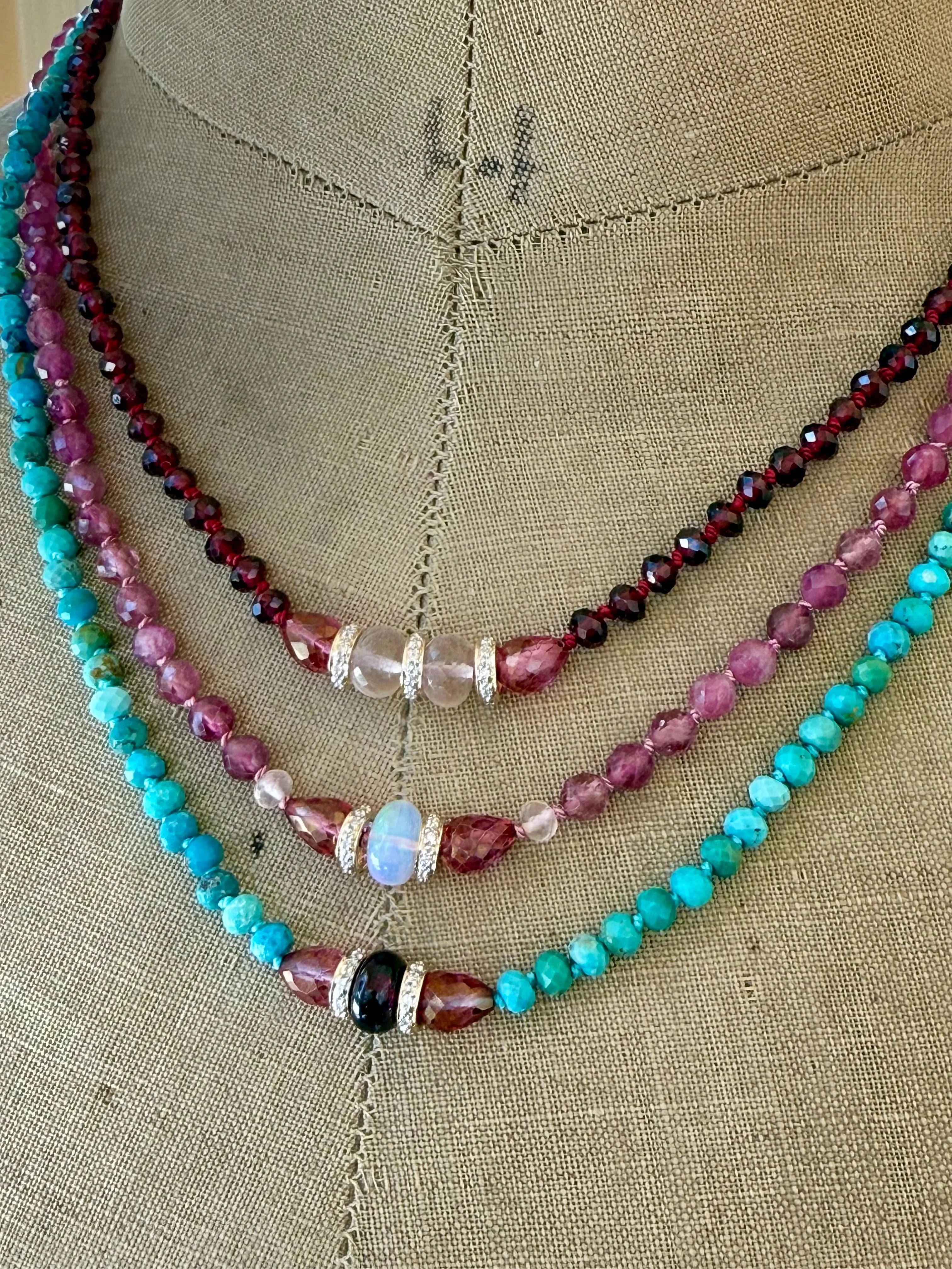 Garnet and Pavé Diamond Necklace