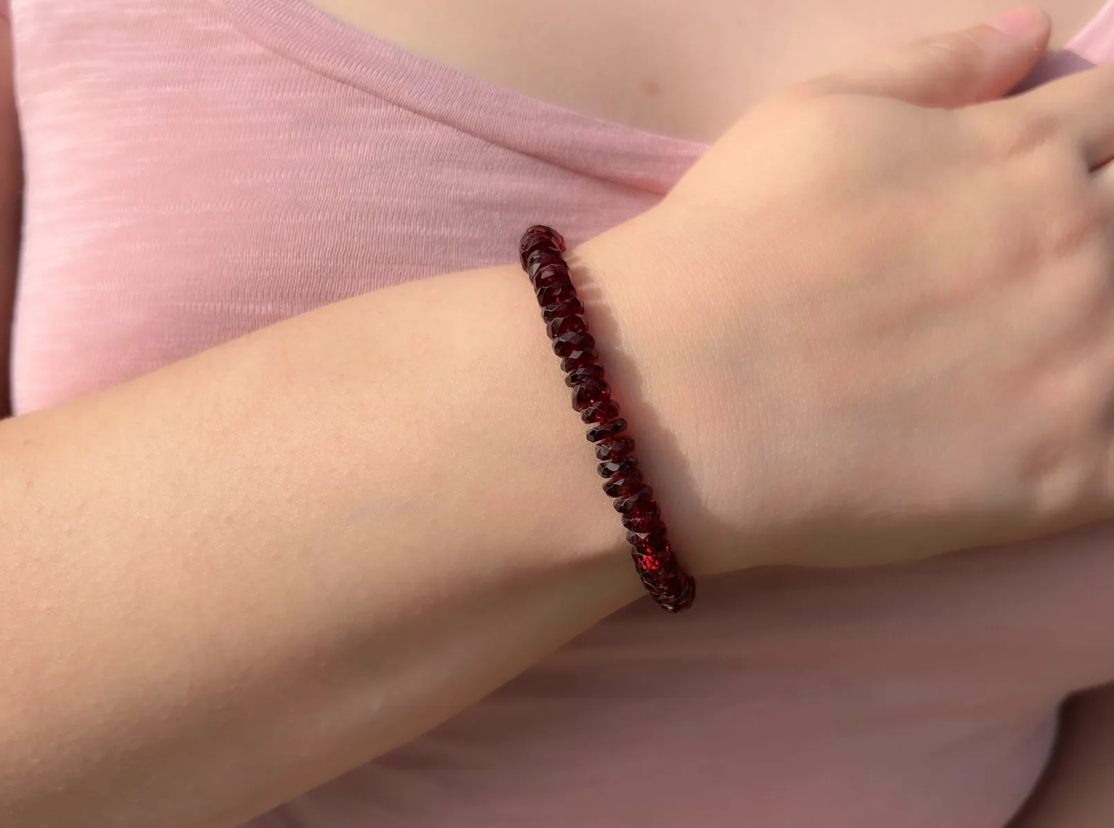 Garnet Heishi Bracelet