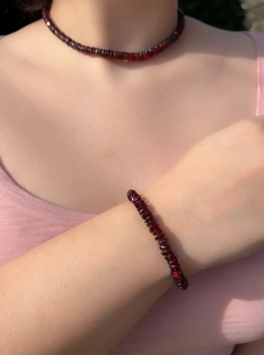 Garnet Heishi Bracelet