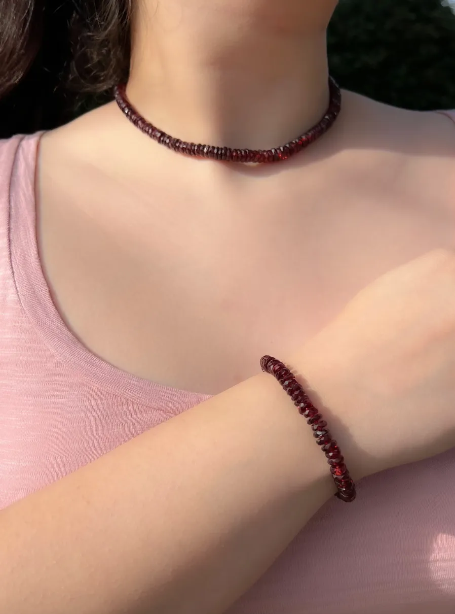Garnet Heishi Bracelet