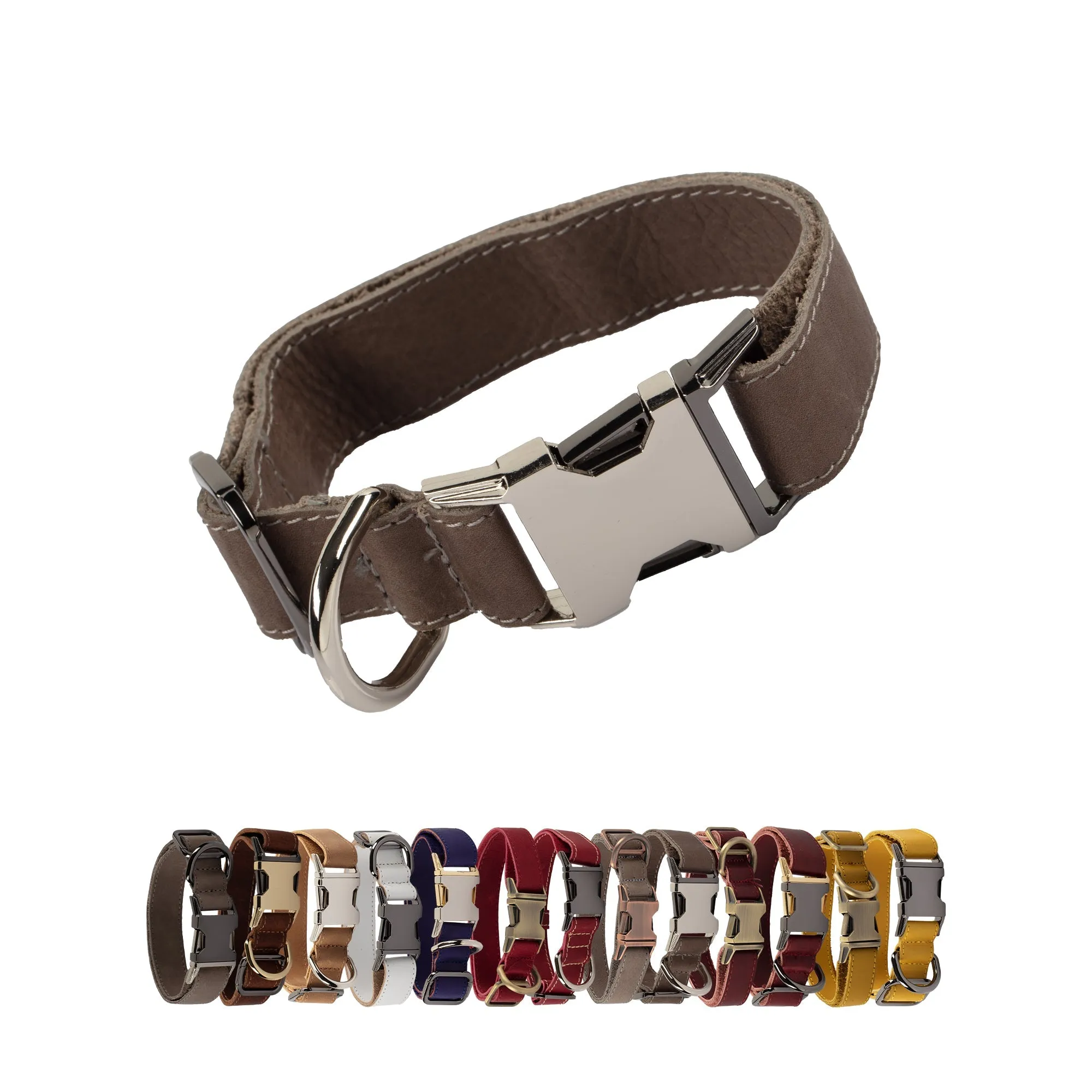 Genuine Leather Adjustable Strong Dog Collar