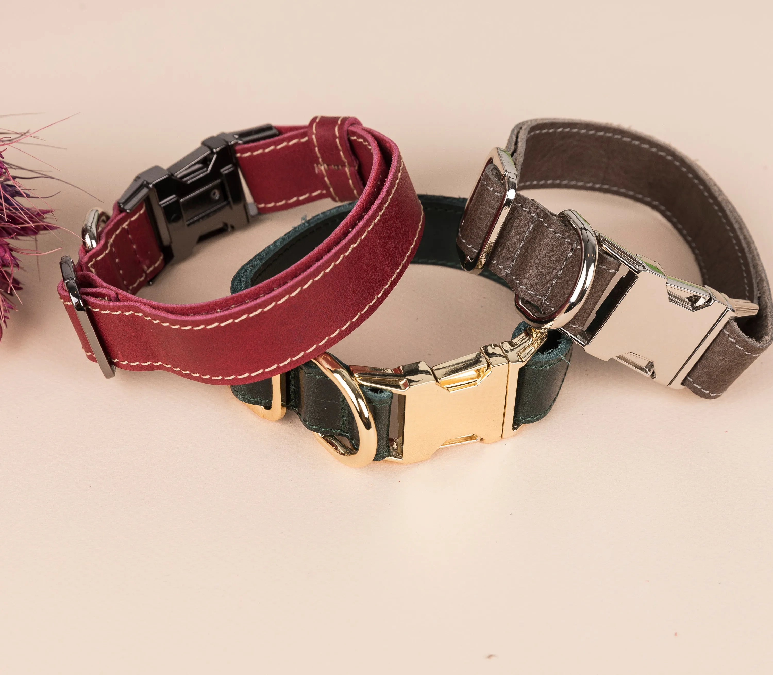 Genuine Leather Adjustable Strong Dog Collar