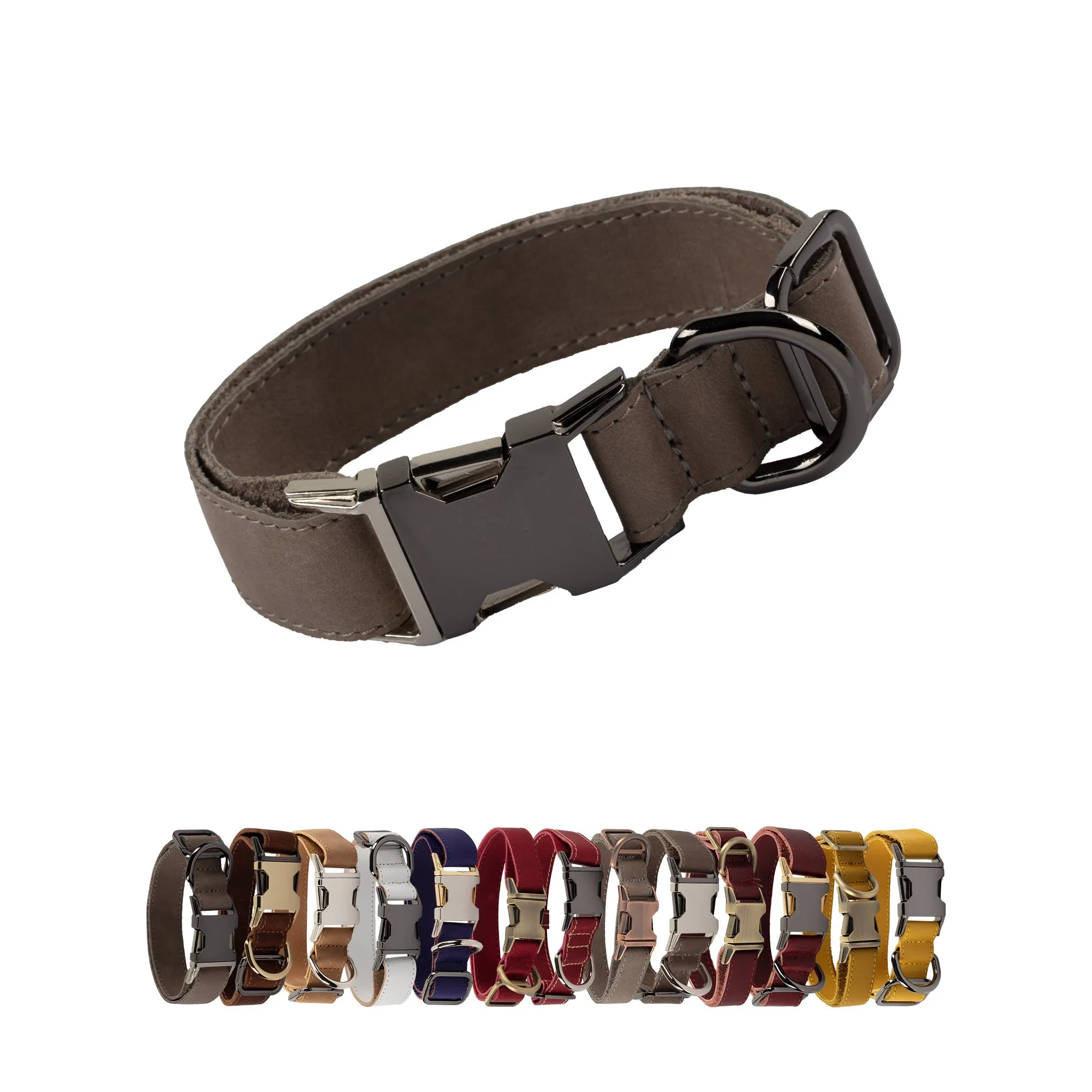 Genuine Leather Adjustable Strong Dog Collar