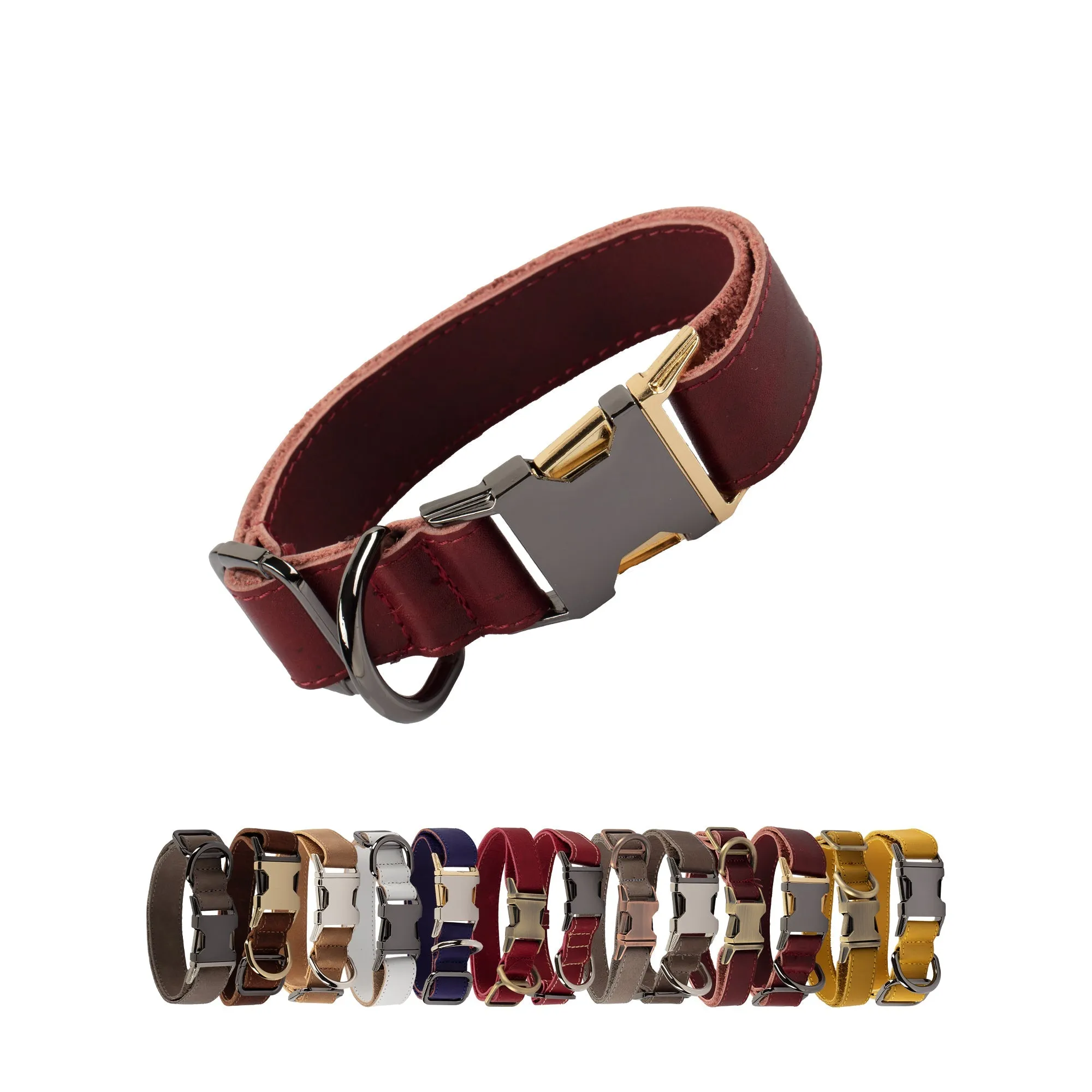 Genuine Leather Adjustable Strong Dog Collar