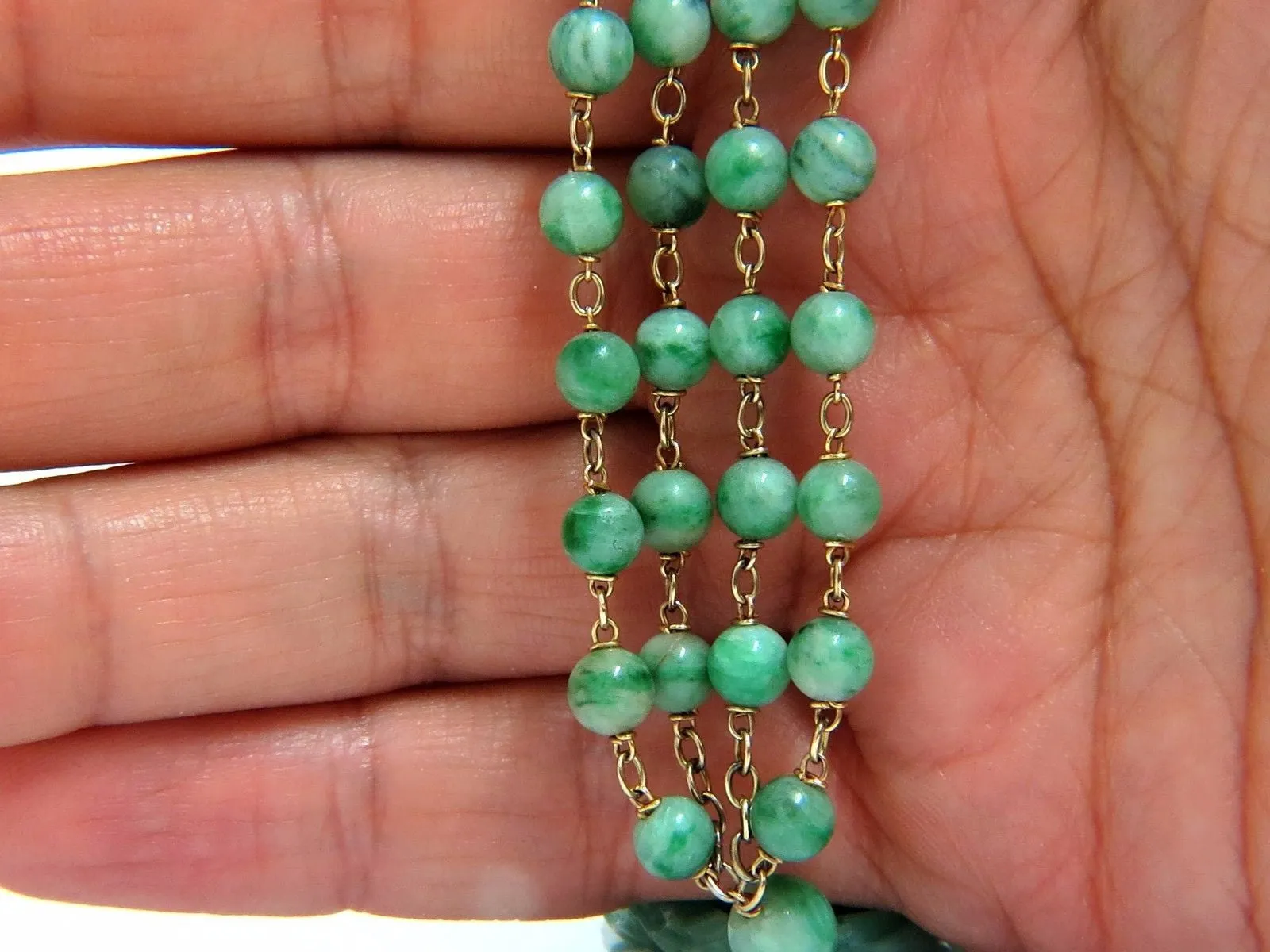 GIA NATURAL 210CT JADE BEAD NECKLACE & NO ENHANCEMENTS