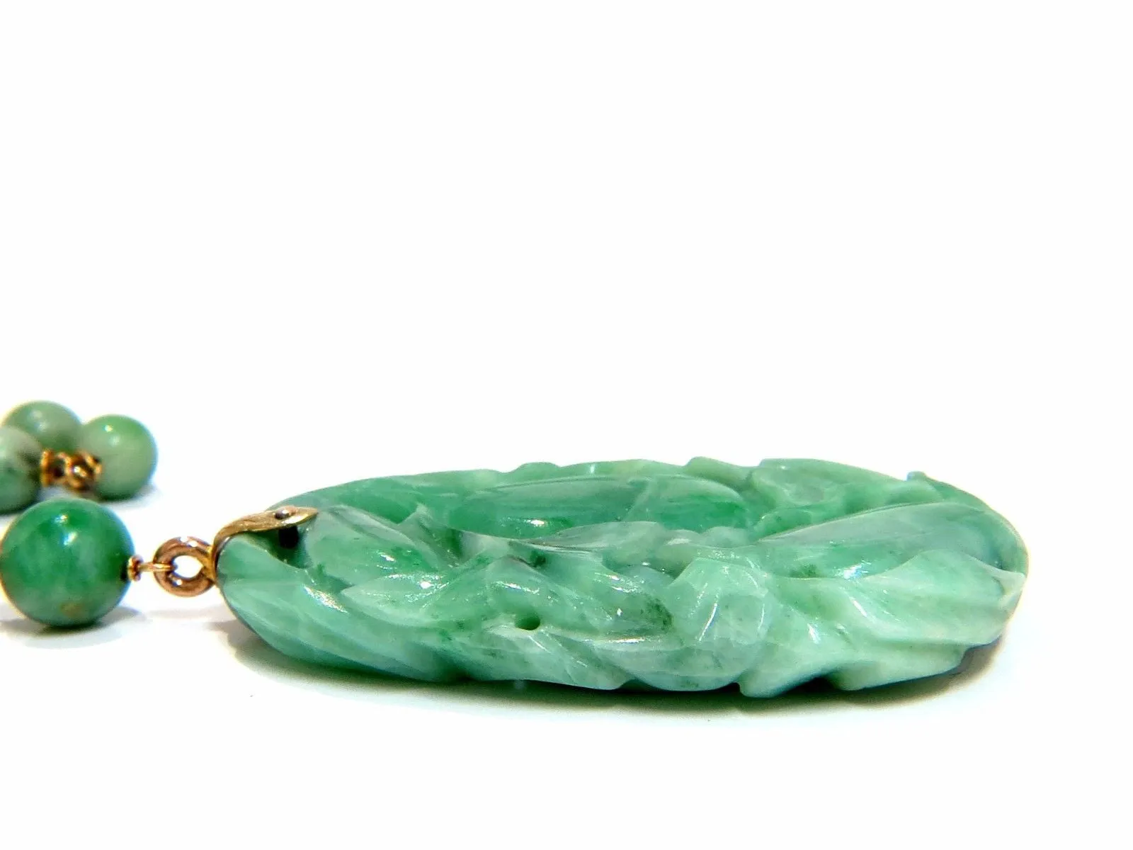 GIA NATURAL 210CT JADE BEAD NECKLACE & NO ENHANCEMENTS