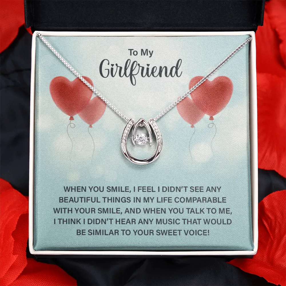Girlfriend Lucky In Love Necklace-Your beautiful smile