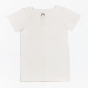 Girls Cloud White Soft Essential Knit Organic Cotton Stretch Tee
