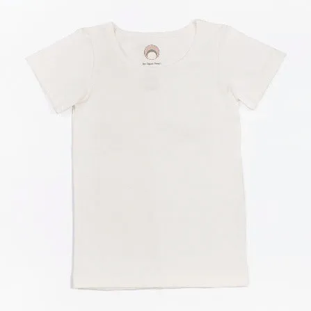 Girls Cloud White Soft Essential Knit Organic Cotton Stretch Tee