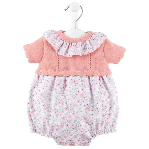Girls Coral Pink Floral Bubble Romper