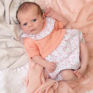 Girls Coral Pink Floral Bubble Romper
