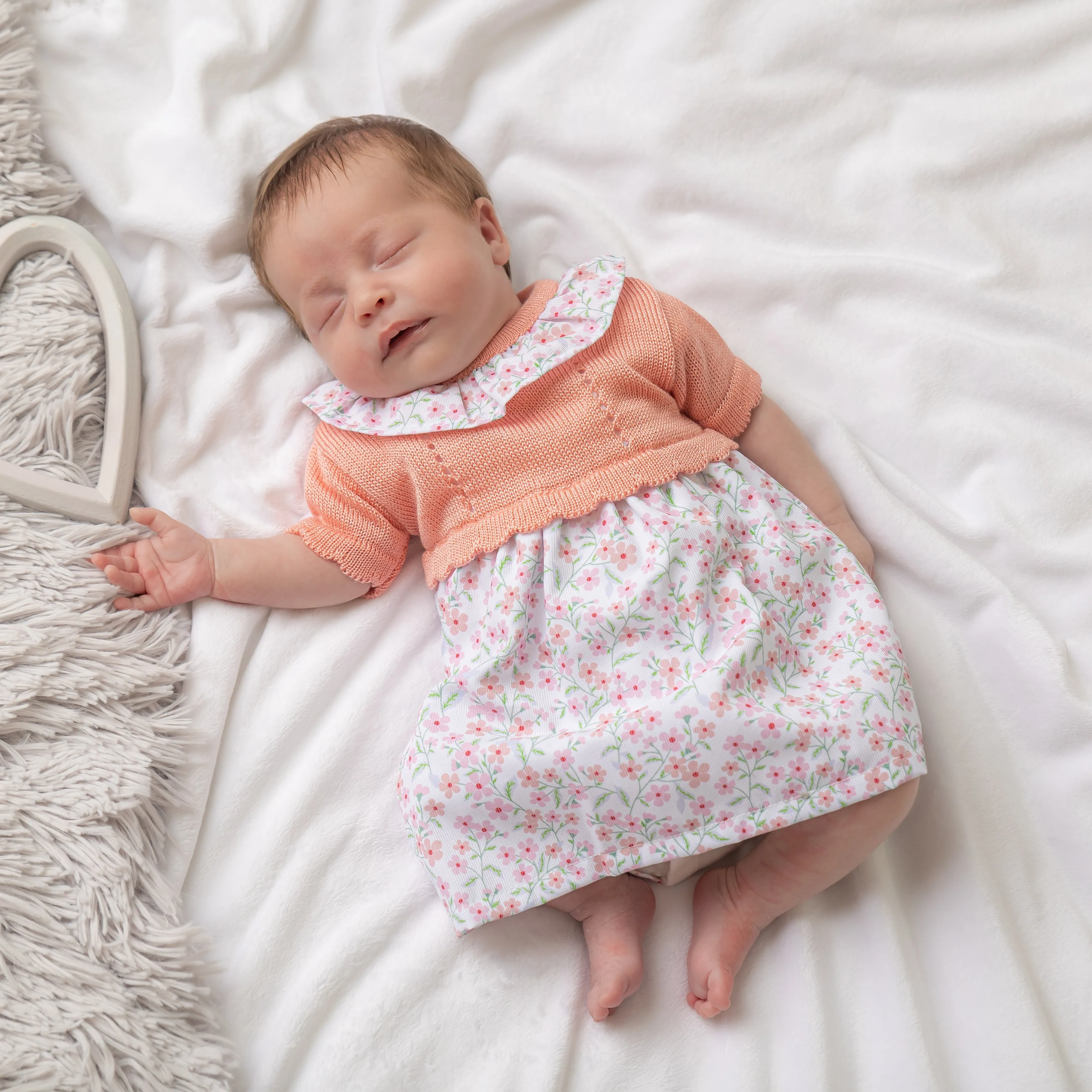 Girls Coral Pink Floral Dress