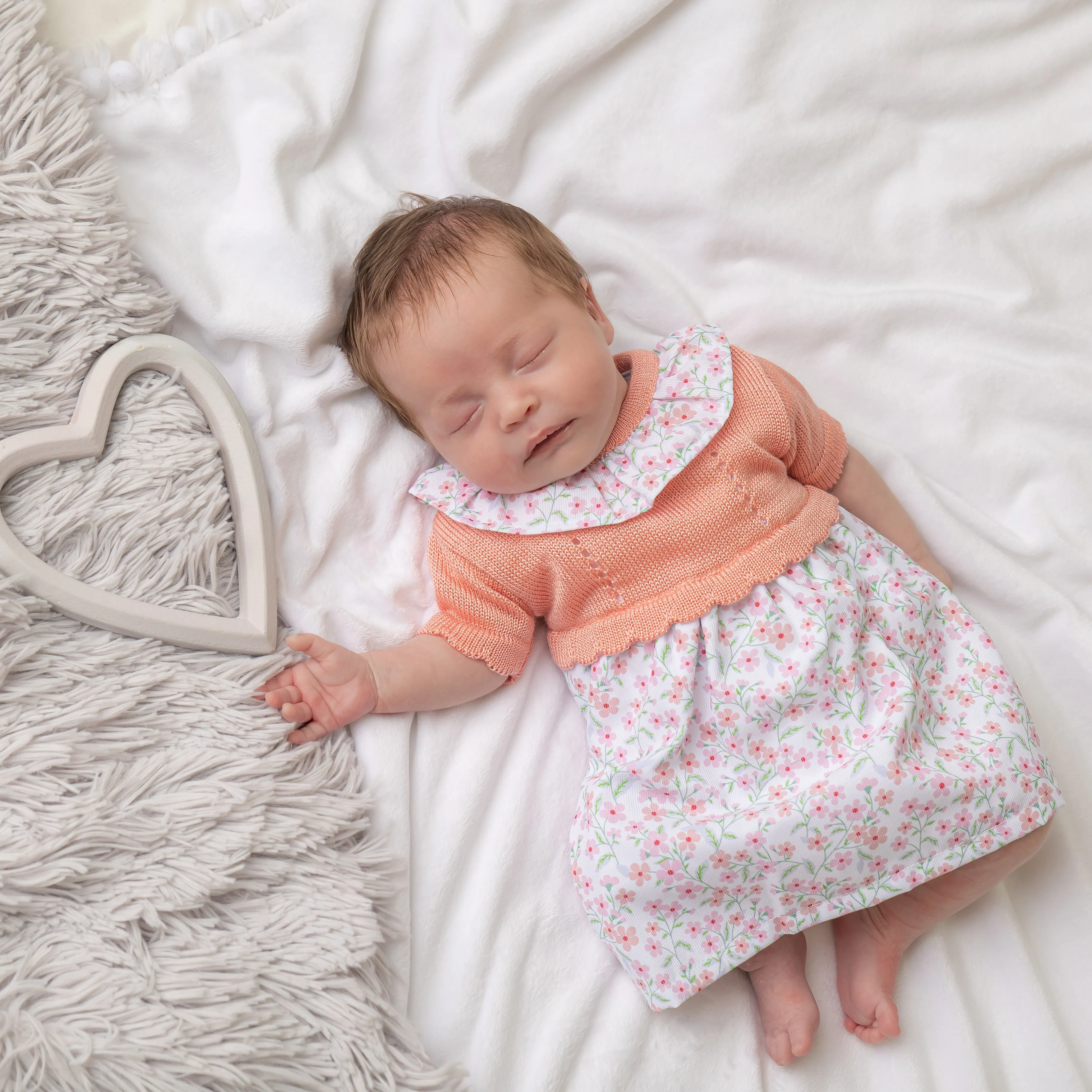 Girls Coral Pink Floral Dress