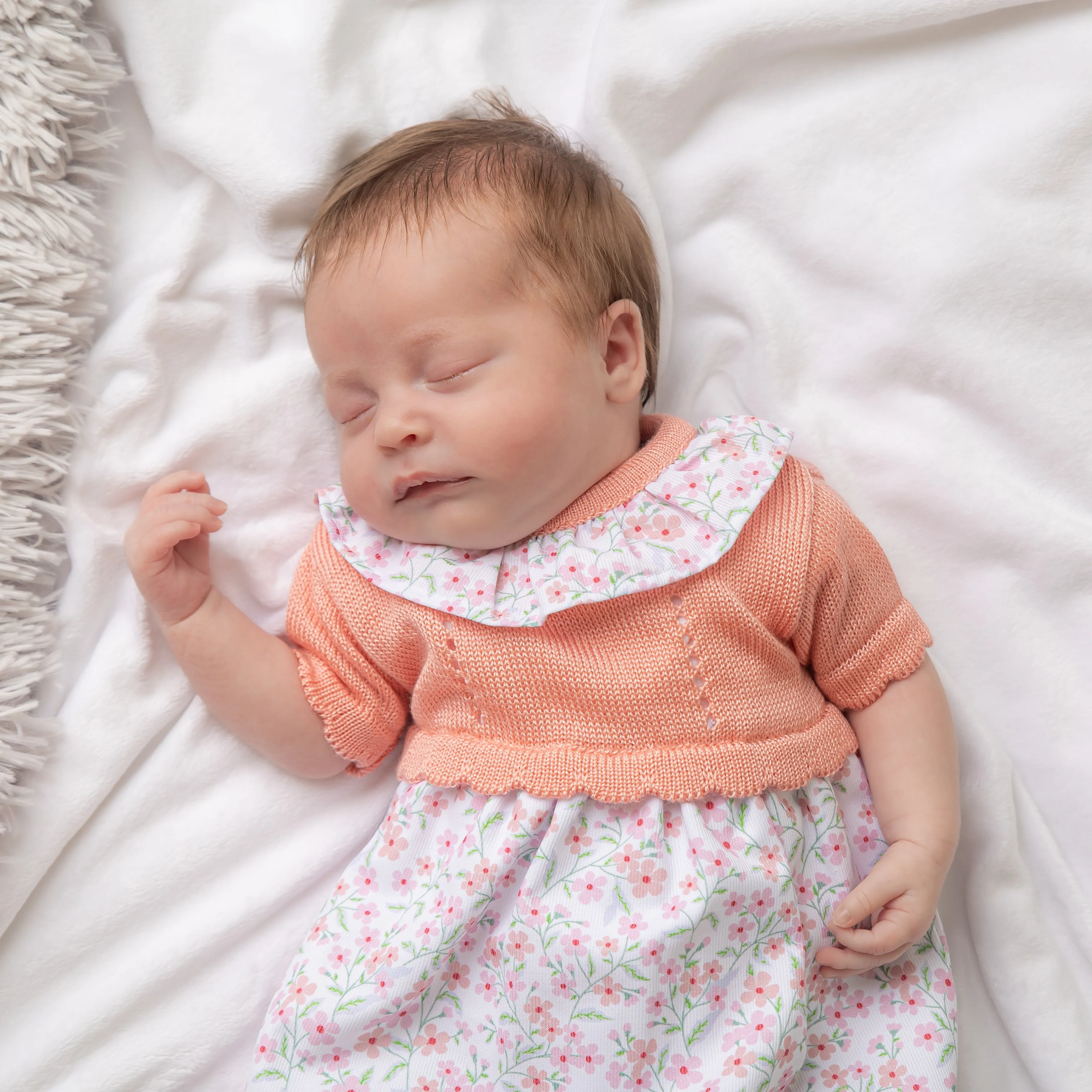 Girls Coral Pink Floral Dress