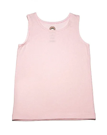 Girls Light Pink Soft Organic Cotton Knit Essential Tank Top