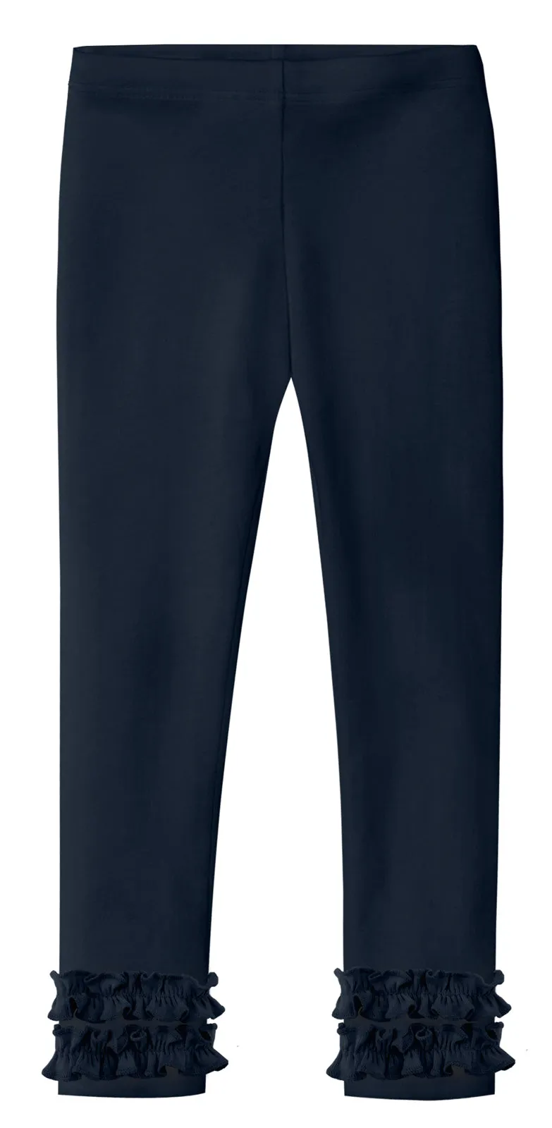 Girls Soft Cotton Ruffle Leggings | Navy