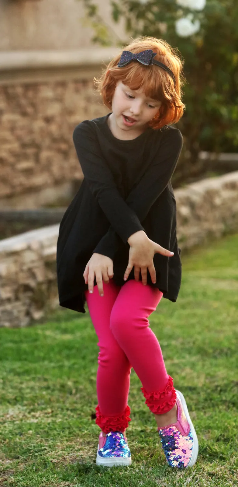 Girls Soft Cotton Ruffle Leggings | White
