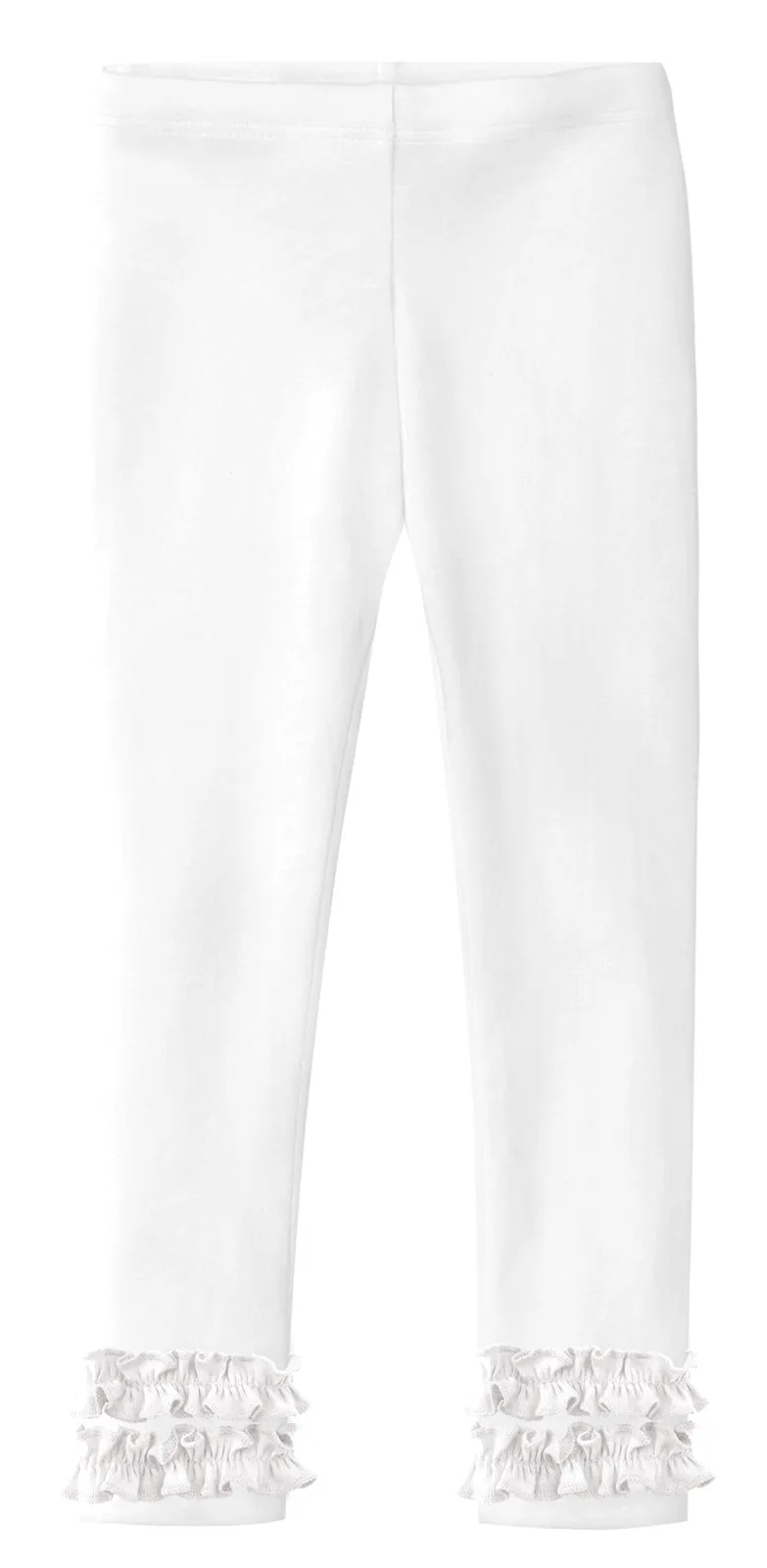 Girls Soft Cotton Ruffle Leggings | White