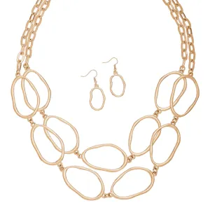 Gold Ovals W/chain Ne Set