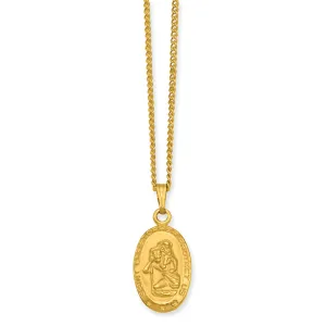 Gold Plated Oval St. Christopher Medal Necklace