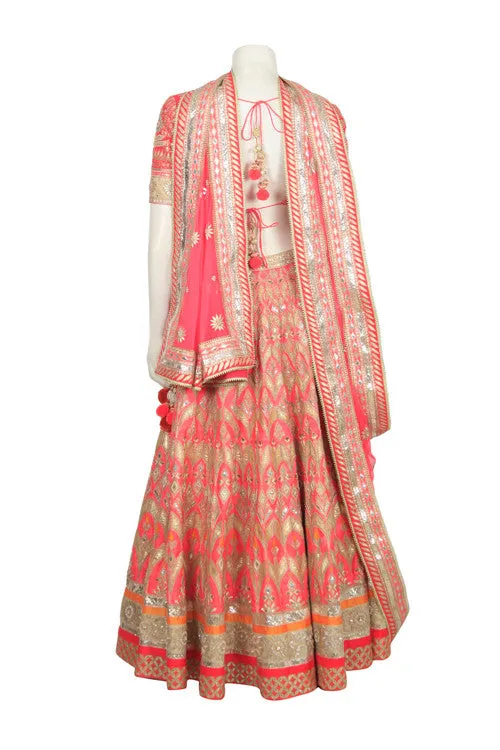 Gorgeous Bridal lehenga in peach color online