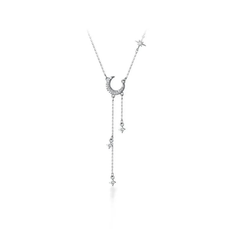 Gorgeous Moon Tassel Star Pendant Short Necklace