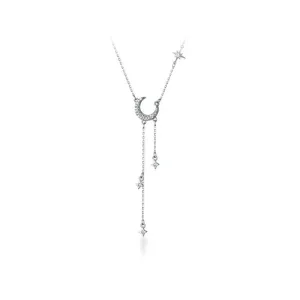 Gorgeous Moon Tassel Star Pendant Short Necklace