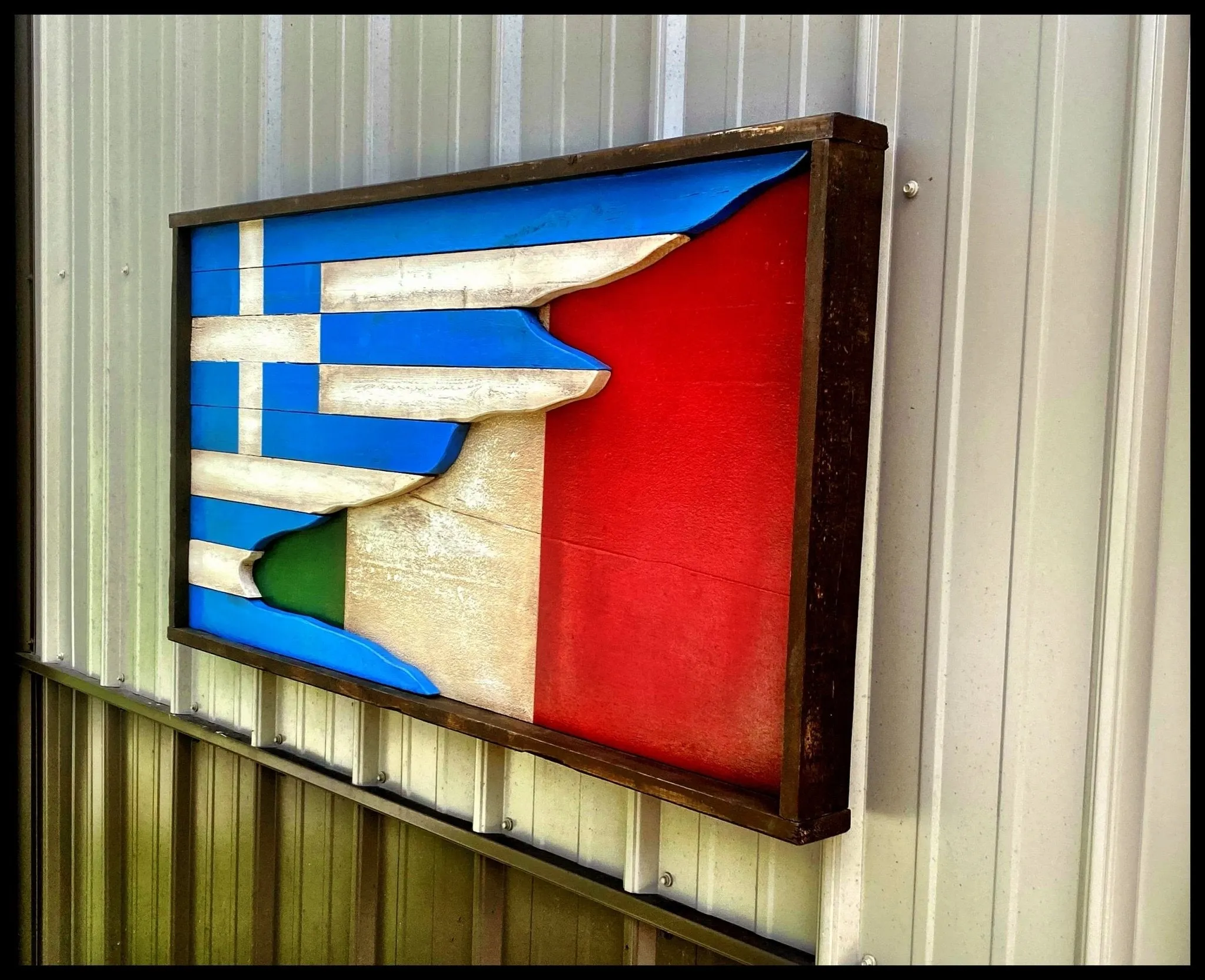 Greek/Italian Flag  - 3D with Shadow Box