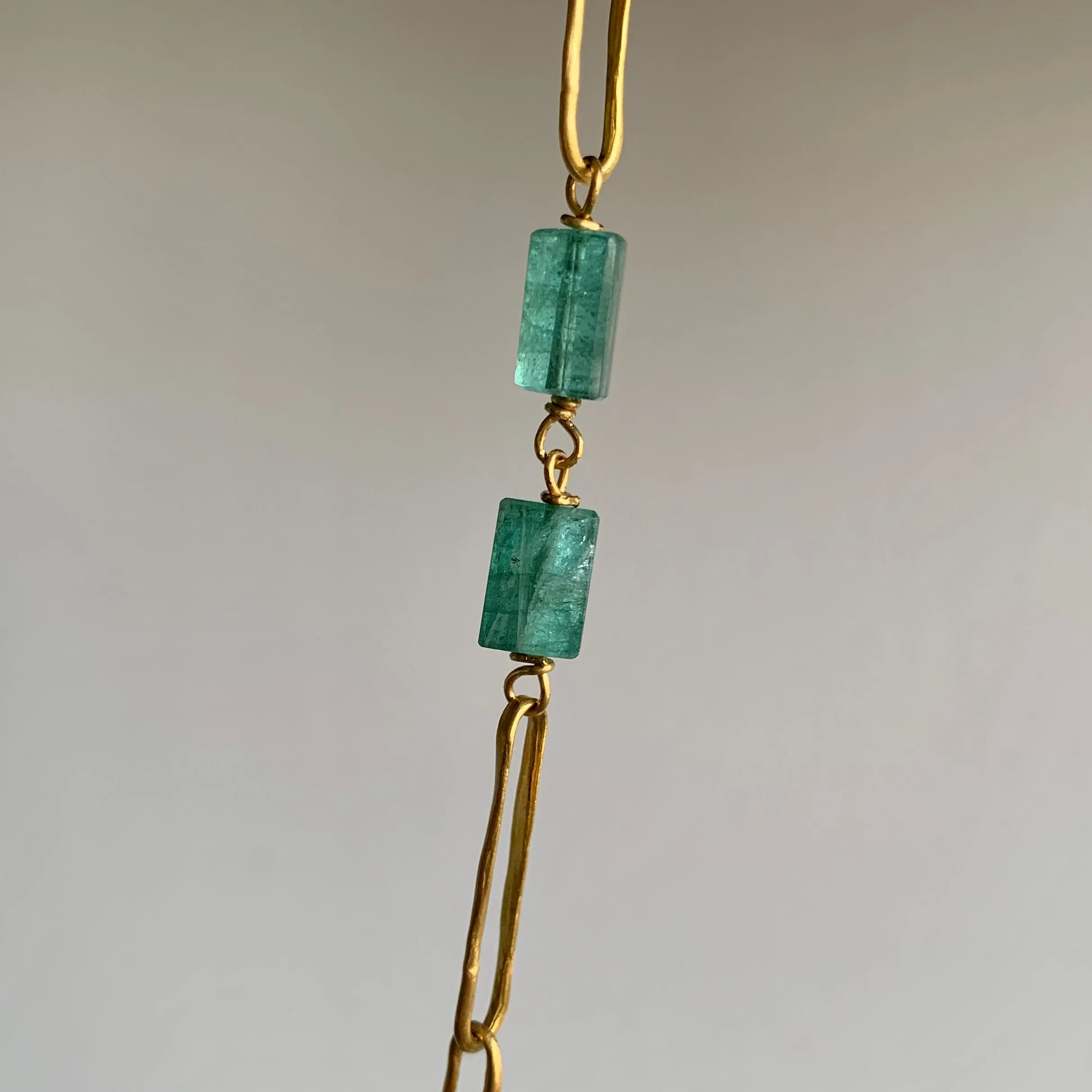 Green Tourmaline 22k Gold Necklace