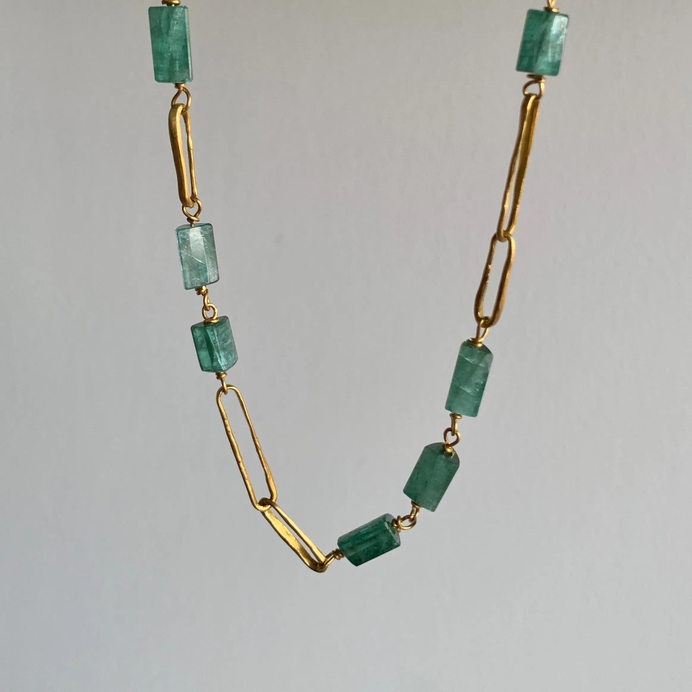 Green Tourmaline 22k Gold Necklace