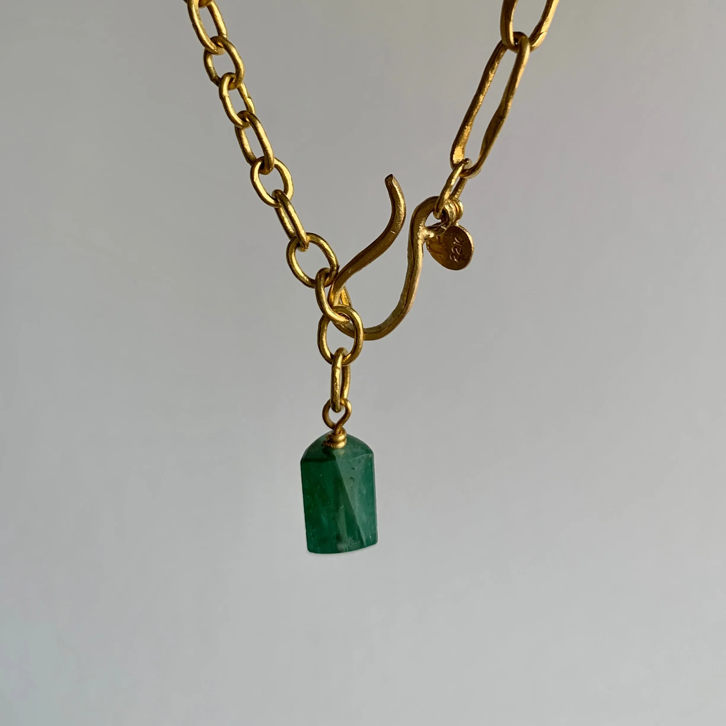 Green Tourmaline 22k Gold Necklace