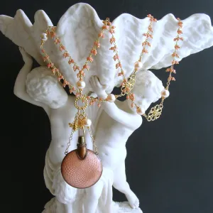Guilloche Chatelaine Scent Bottle Coral Cluster Necklace - Aline Necklace