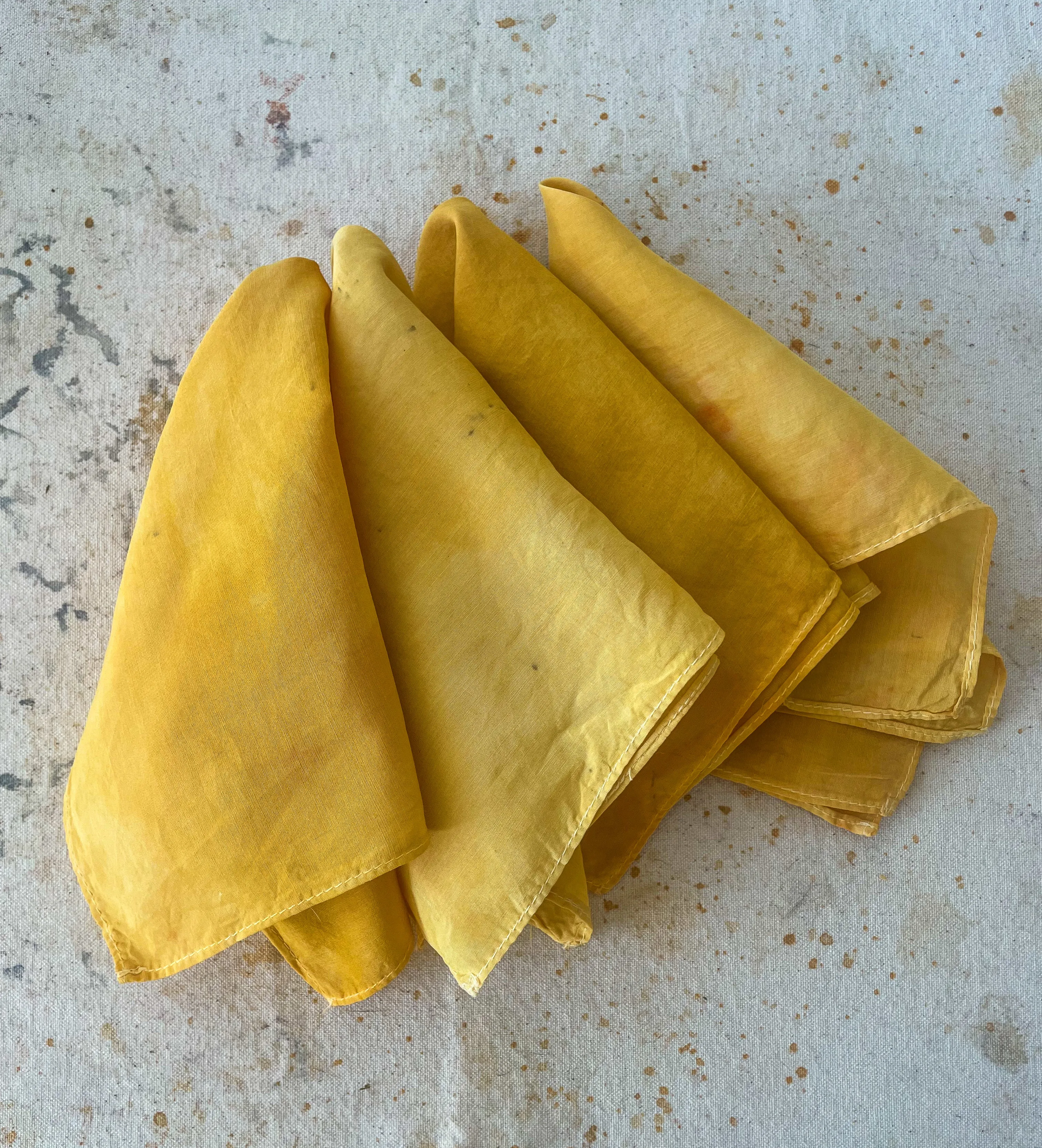 Hand-Dyed Silk Pocket Squares - Sulfur Cosmos