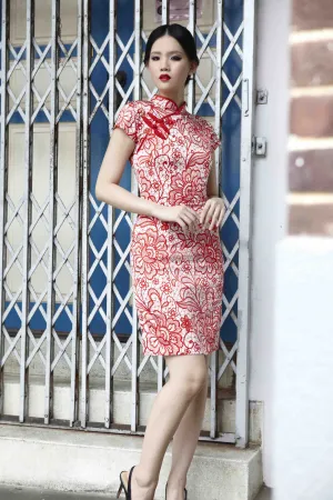 HANDMADE, LIMITED EDITION SILK CHEONGSAM - PAPER CUTTING SLEEVELESS