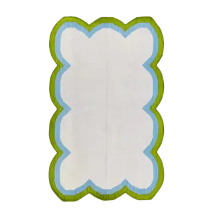 Handmade Scalloped Cotton Rug - Beige/Green