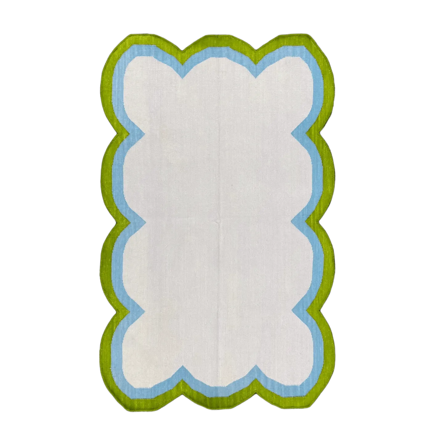 Handmade Scalloped Cotton Rug - Beige/Green