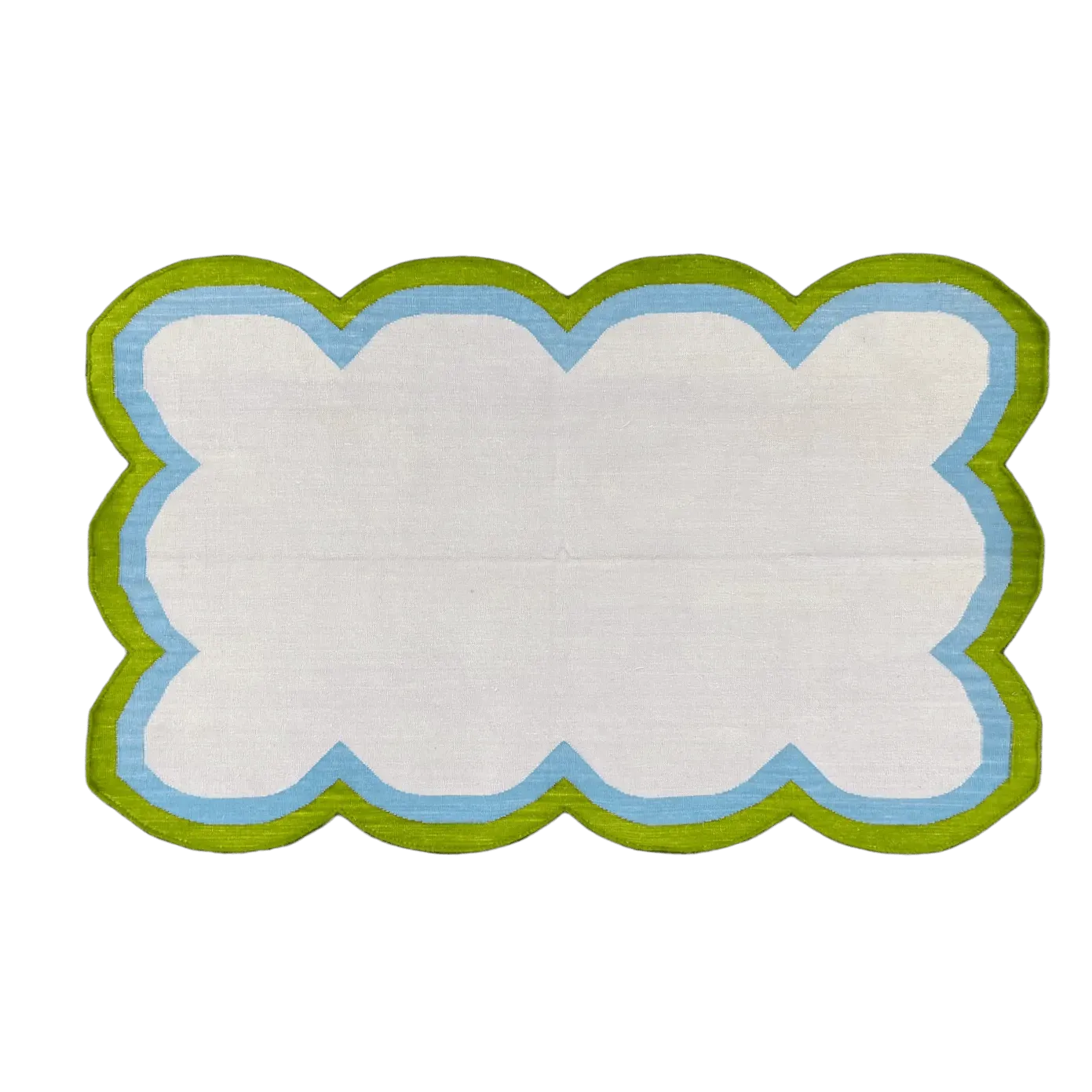 Handmade Scalloped Cotton Rug - Beige/Green