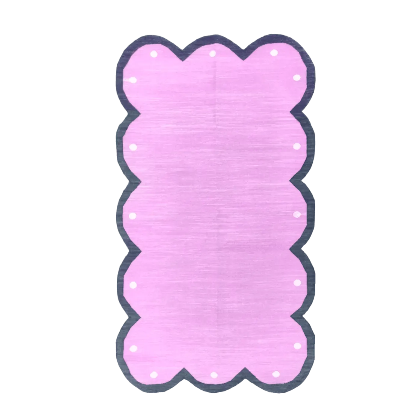 Handmade Scalloped Cotton Rug - Pink/Dark Gray