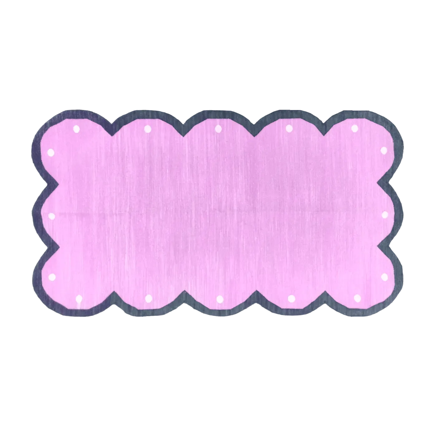 Handmade Scalloped Cotton Rug - Pink/Dark Gray
