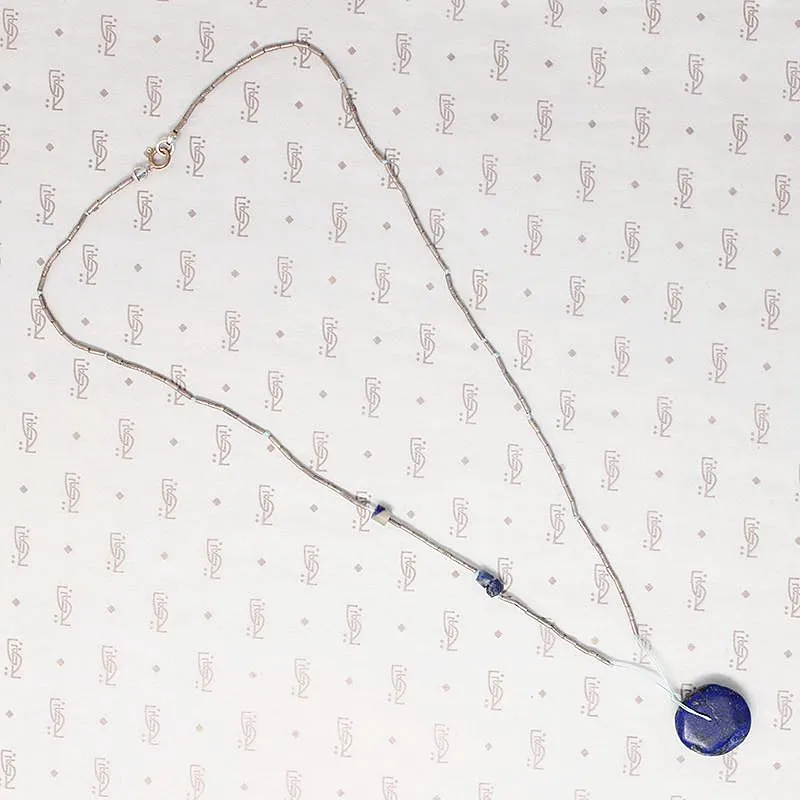 Handmade Silver Bead & Ancient Lapis Necklace by Ancient Influences